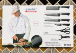 Zepter International Premium 6-Piece Kitchen Knife Set featuring Chef Knife, Bread Knife, Chopper, Paring Knife, Kitchen Scissors, and Vegetable Peeler with Stainless Steel Blades